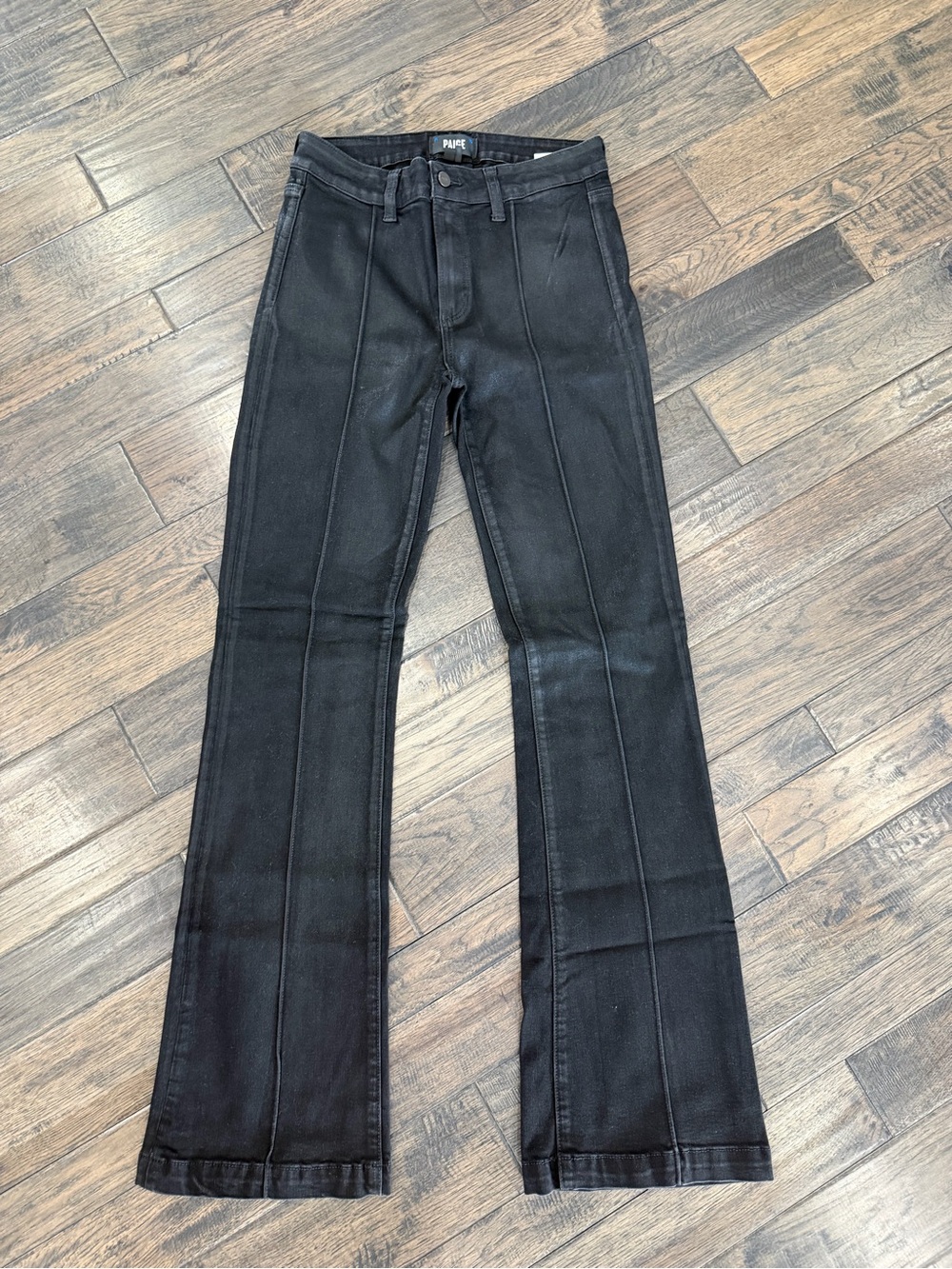 PAIGE Laurel Canyon High Rise Bootcut Jeans 29 Black Coated Long 33.5 Inseam